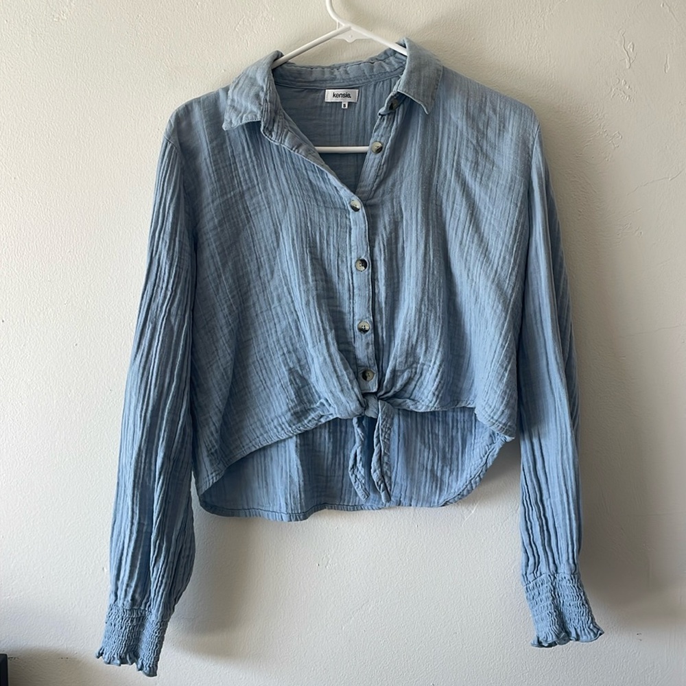 Kenzie tie crop blouse